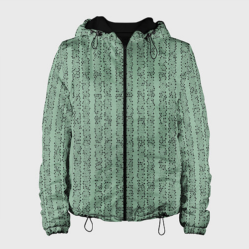 Женская куртка Холодный зелёный полосы с мелкими крапинками / 3D-Черный – фото 1