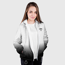 Куртка с капюшоном женская Opel с эмблемой градиент чёрно-белый, цвет: 3D-белый — фото 2