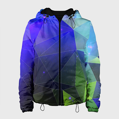 Женская куртка Неоновые треугольники геометрия / 3D-Черный – фото 1