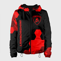 Куртка с капюшоном женская Lamborghini - red gradient вертикально, цвет: 3D-черный