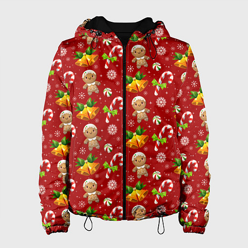 Женская куртка Новогодний паттерн пряня / 3D-Черный – фото 1