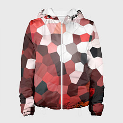Куртка с капюшоном женская Красно белая мозаика, цвет: 3D-белый