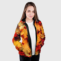 Куртка с капюшоном женская Осенние кленовые листья, цвет: 3D-черный — фото 2