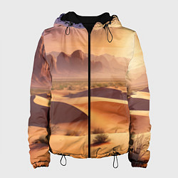 Куртка с капюшоном женская Закат в жаркой пустыне, цвет: 3D-черный