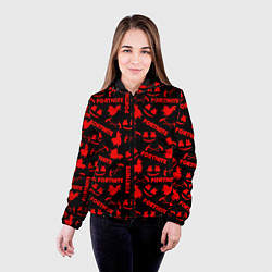 Куртка с капюшоном женская Fortnite pattern game red, цвет: 3D-черный — фото 2