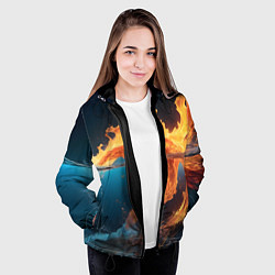 Куртка с капюшоном женская Вода и огонь, цвет: 3D-черный — фото 2