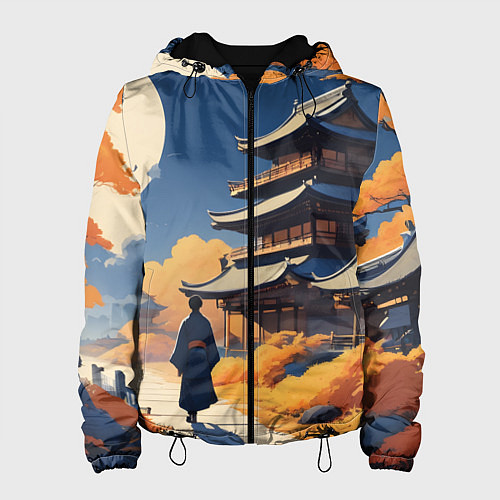 Женская куртка Азия ночь луна / 3D-Черный – фото 1