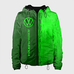 Куртка с капюшоном женская Volkswagen - green gradient по-вертикали, цвет: 3D-черный