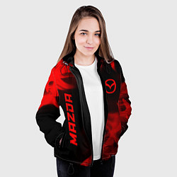 Куртка с капюшоном женская Mazda - red gradient вертикально, цвет: 3D-черный — фото 2