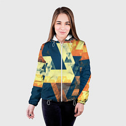 Куртка с капюшоном женская Абстрактные треугольники, цвет: 3D-белый — фото 2