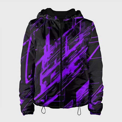Женская куртка Purple stripes on a black background / 3D-Черный – фото 1