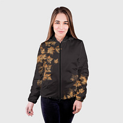 Куртка с капюшоном женская Осенние листья эффект, цвет: 3D-черный — фото 2