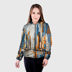 Куртка с капюшоном женская Архитектура город абстракция, цвет: 3D-черный — фото 2