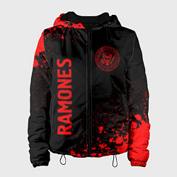 Куртка с капюшоном женская Ramones - red gradient вертикально, цвет: 3D-черный