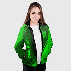 Куртка с капюшоном женская One Piece - green gradient вертикально, цвет: 3D-черный — фото 2