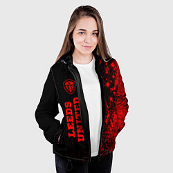 Куртка с капюшоном женская Leeds United - red gradient по-вертикали, цвет: 3D-черный — фото 2