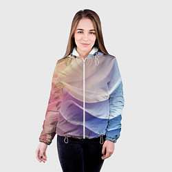 Куртка с капюшоном женская Текстура с градиентом волны, цвет: 3D-белый — фото 2