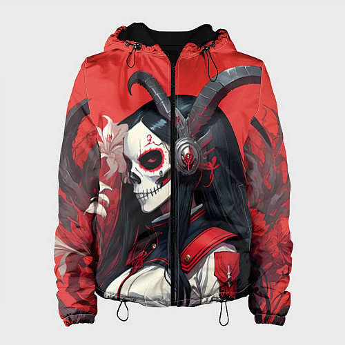 Женская куртка Девушка с макияжем калавера / 3D-Черный – фото 1
