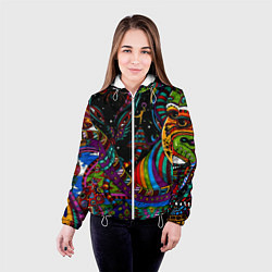 Куртка с капюшоном женская Оптический узор девушка, цвет: 3D-белый — фото 2