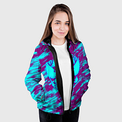 Куртка с капюшоном женская Герб РФ холодные краски, цвет: 3D-черный — фото 2