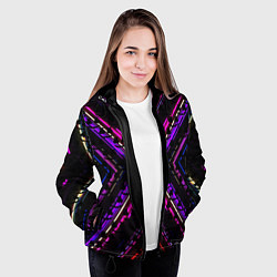 Куртка с капюшоном женская Marshmello geometry neon, цвет: 3D-черный — фото 2