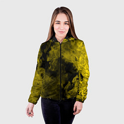Куртка с капюшоном женская Жёлтый дым в огне, цвет: 3D-черный — фото 2