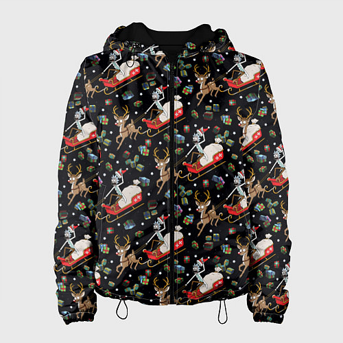 Женская куртка Рик и Морти сани с оленем - Christmas / 3D-Черный – фото 1