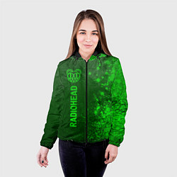 Куртка с капюшоном женская Radiohead - green gradient по-вертикали, цвет: 3D-черный — фото 2