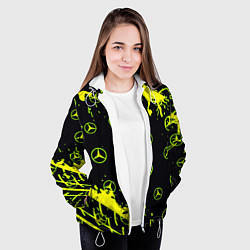 Куртка с капюшоном женская Mercedes кислотные логотипы, цвет: 3D-белый — фото 2