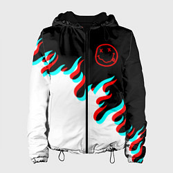 Куртка с капюшоном женская Нирвана глитч огонь, цвет: 3D-черный