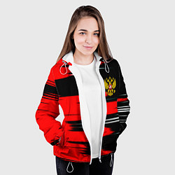 Куртка с капюшоном женская Россия полосы краски, цвет: 3D-белый — фото 2