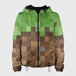 Куртка с капюшоном женская Earth - Minecraft, цвет: 3D-черный