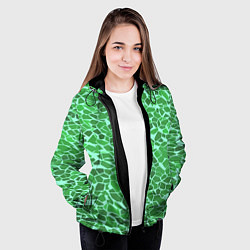 Куртка с капюшоном женская Зелёные плитки на салатовом фоне, цвет: 3D-черный — фото 2