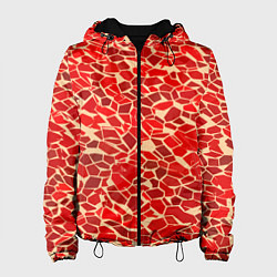 Куртка с капюшоном женская Красные плитки на кремовом фоне, цвет: 3D-черный