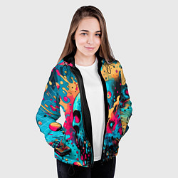 Куртка с капюшоном женская Абстракция с черепом - нейроарт, цвет: 3D-черный — фото 2