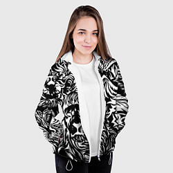 Куртка с капюшоном женская Лев и орел в виде узоров, цвет: 3D-белый — фото 2