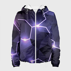 Куртка с капюшоном женская Молниеносная геометрия с подсветкой, цвет: 3D-белый