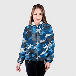 Куртка с капюшоном женская Синий армейский камуфляж, цвет: 3D-белый — фото 2