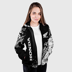 Куртка с капюшоном женская Honda - следы от шин, цвет: 3D-черный — фото 2