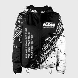 Куртка с капюшоном женская KTM - следы от шин, цвет: 3D-черный