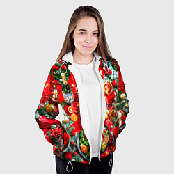 Куртка с капюшоном женская Новогодний праздничный стол, цвет: 3D-белый — фото 2