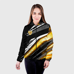 Куртка с капюшоном женская Герб России - Жёлтое свечение, цвет: 3D-черный — фото 2