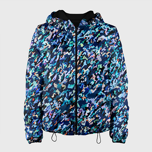 Женская куртка Абстрактная текстура синий пёстрый / 3D-Черный – фото 1