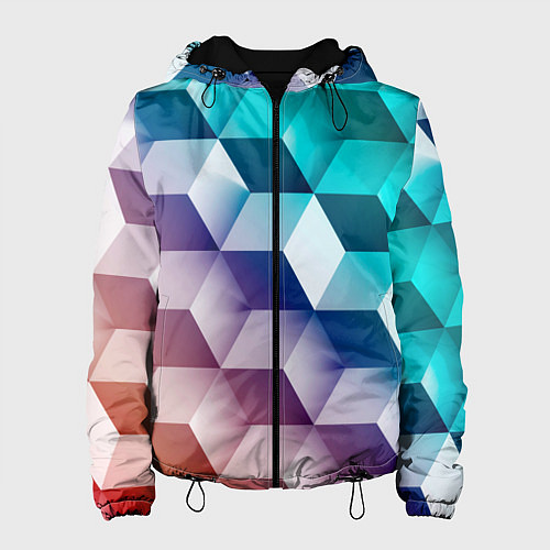 Женская куртка Объёмные разноцветные градиентные кубы / 3D-Черный – фото 1