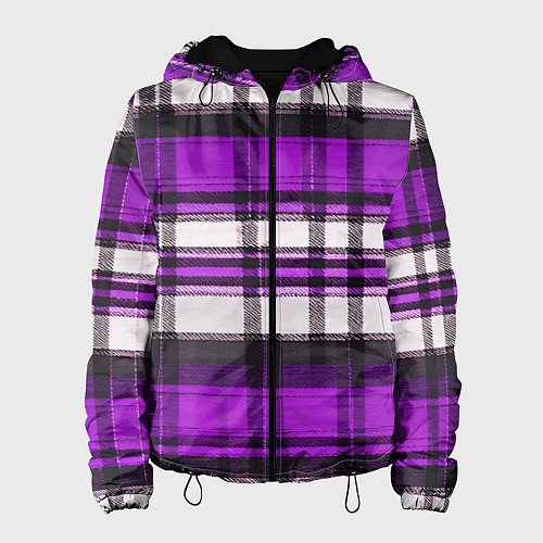 Женская куртка Фиолетово-белая ткань в клетку / 3D-Черный – фото 1