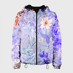 Куртка с капюшоном женская Растения на розовом фоне, цвет: 3D-черный