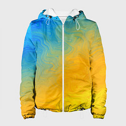 Куртка с капюшоном женская Желто голубой градиент, цвет: 3D-белый
