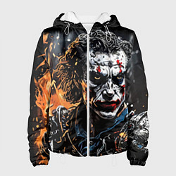 Куртка с капюшоном женская Джокер на фоне огня, цвет: 3D-белый