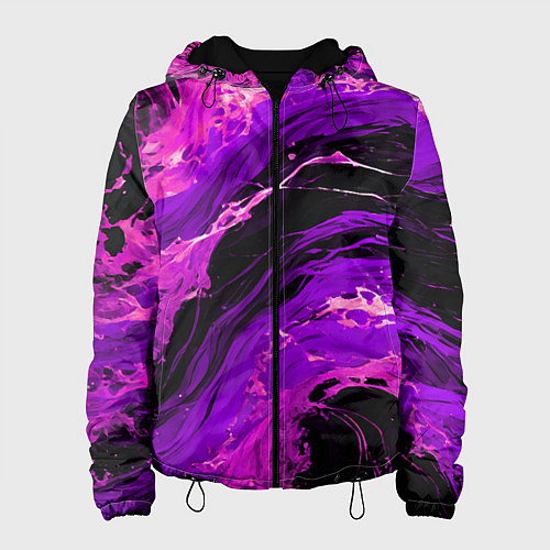 Женская куртка Фиолетовые брызги на чёрном фоне / 3D-Черный – фото 1