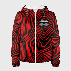 Куртка с капюшоном женская Arctic Monkeys - красные линии, цвет: 3D-белый